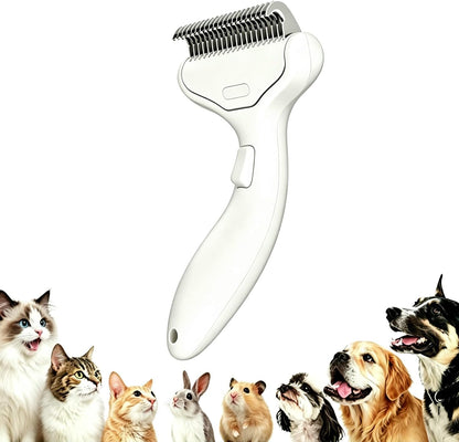 Undercoat Rake for Dogs & Cats, Dematting Deshedding Brush with Release Button, Professional Grooming Comb for Long-Haired Pets, Shedding Tool Removes Matted Fur & Loose Hair