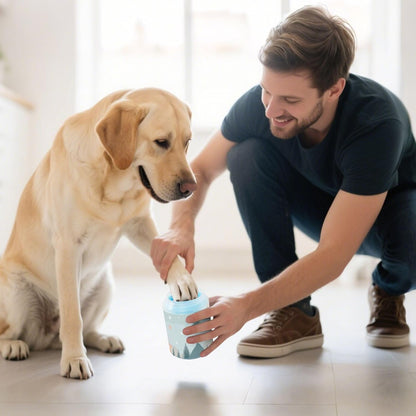 Dog Paw Cleaner Cups for Dogs Pet Foot Washer Paw Scrubber for Medium Small Dogs Cats Cleaning Cup Cute Yellow Fiesta Guitars Cacti and Ethnic Birds