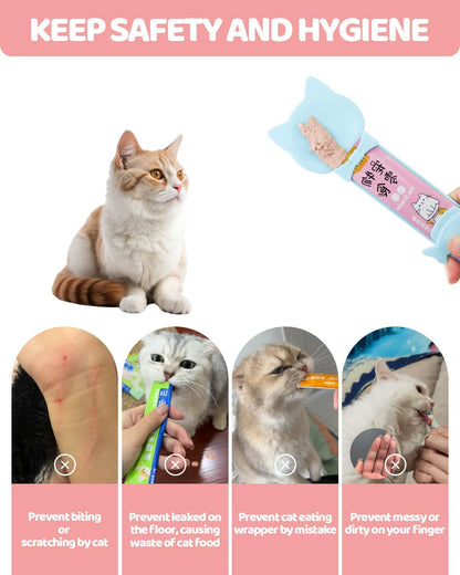 5 PCS Cat Food Can Covers Lids Set, Silicone Pet Food Can Lids with Multi-Function Cat Food Spoon and Opener, Cat Bar Squeezer, Stainless Steel Wet Food Spoon for Cats and Dogs (Pink) (Pink)