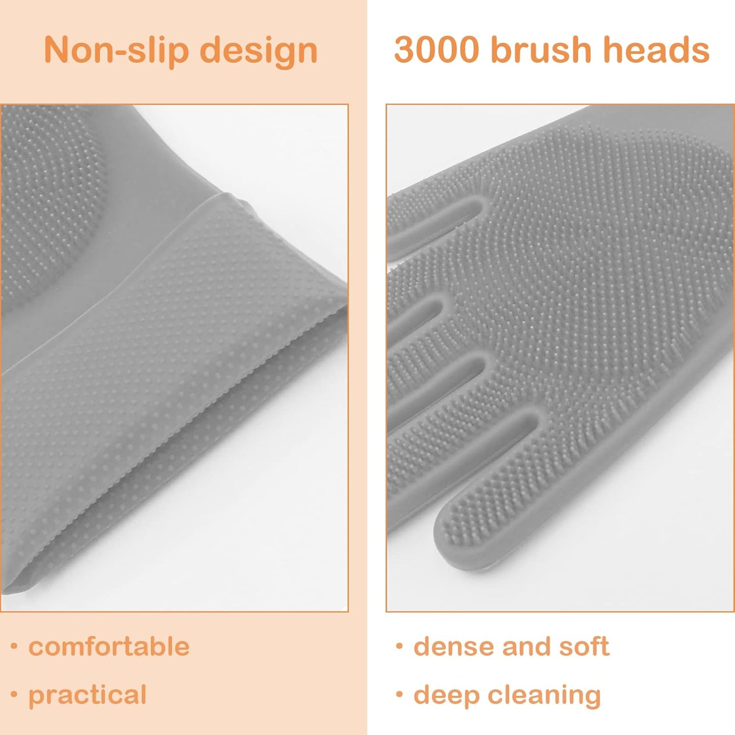 Pet Grooming Gloves, Dog Washing Gloves with High-Density Teeth, Heat Resistant Silicone Dog Bath Scrubber with Enhanced Five Finger Design, Bathing and Massaging for Dogs and Cats
