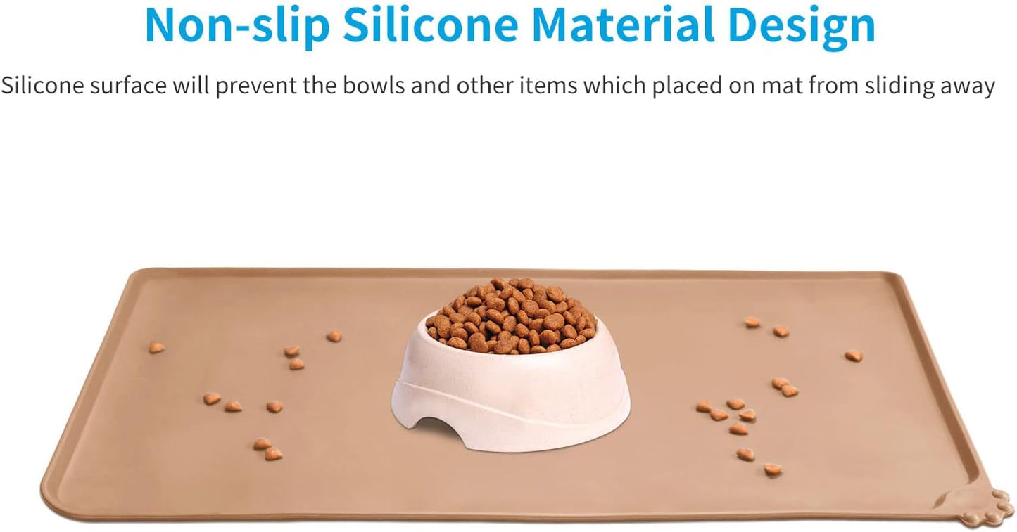 AUDWUD Silicone Waterproof Pet Feeding Mats,Anti Slip Bowl Pad,Dog Mat for Food and Water