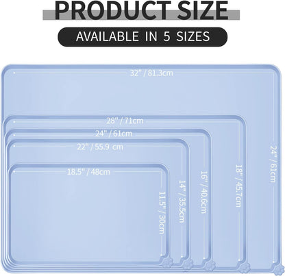 Reopet Waterproof Pet Feeding Mat, Non-Slip Silicone Placemats for Dog Cat Food and Water Bowl, High Raised Edges to Prevent Spills and Protect Floors