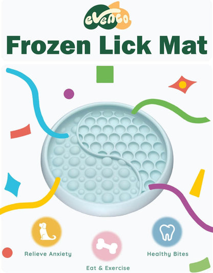 Lick Mat for Dogs, Silicone Slow Feeder Licking Mat with Non-Slip Suction Cups, Freeze-Friendly Lick Bowl for Enrichment Play, Anxiety Relief & Keeps Busy (8.0" x 1.4" Light Blue)