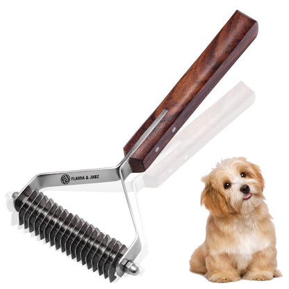 Flamia & Jabz Undercoat Rake for Dogs & Cats, Dematting Grooming Stripper Tool (14 Blades)