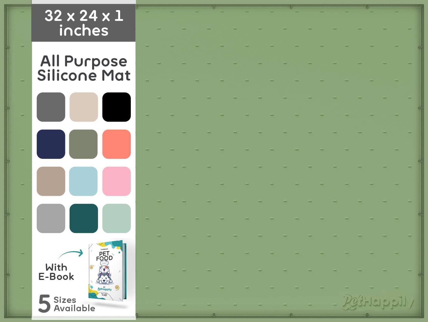 Dog Food Mat - Raised Edges Dogs Mat for Food and Water Prevent Spill, Waterproof Cat Food Mats Protect Floors, Easy Clean Dog Bowl Mats for Food and Water, Silicone Pet Feeding Placemats
