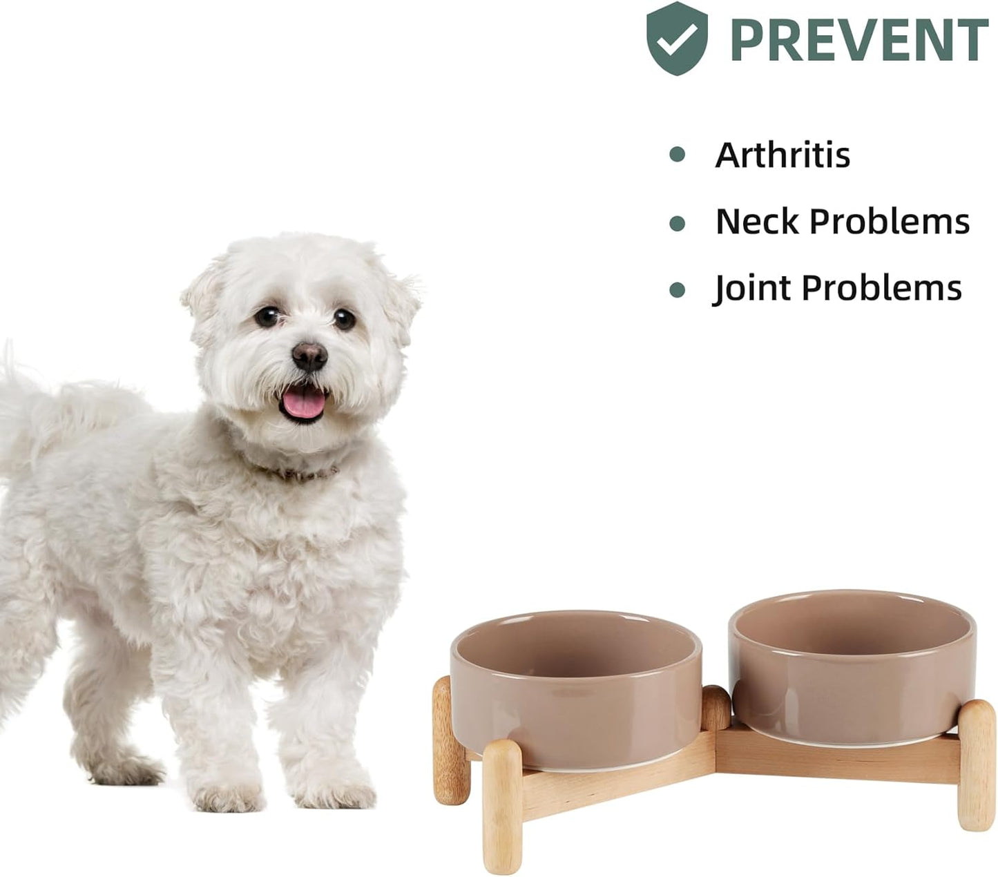 Havniva 8.3inch Ceramic Raised Dog Bowl with Stand, Elevated Dog Bowls for Large Breed Dog Food and Water Bowl Non-Slip Dog Dish Large Capacity Feeding Pet Water Bowl