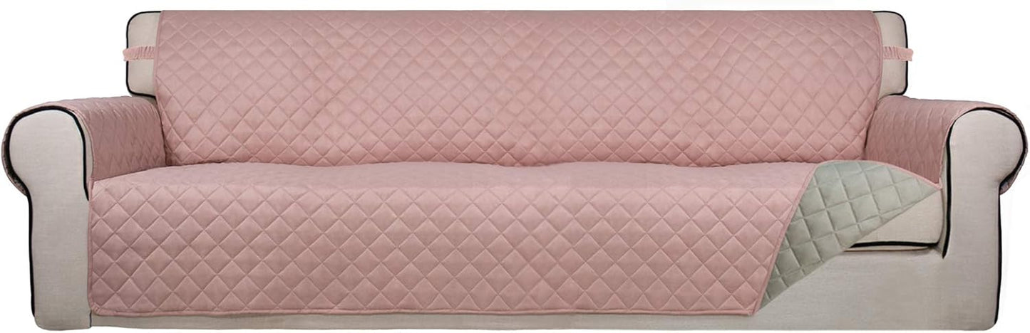 PureFit Reversible Quilted Sofa Cover, Water Resistant Slipcover Furniture Protector, Washable Couch Cover with Non Slip and Elastic Straps for Kids, Dogs, Pets (Sofa, Gray/Light Gray) - Colors A