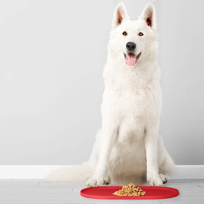 DogBuddy Dog Food Mat - Waterproof Dog Bowl Mat, Silicone Pet Mat for Food and Water Bowls, Nonslip Pet Feeding Mat with Edges, Dogs Food Mats for Floors, Puppy Supplies (Small, White Sand)