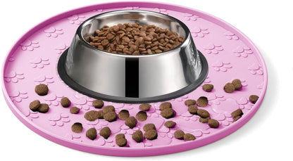 Pet Feeding Mat, Waterproof, Raised Edges to Prevent Spills, Easy Clean in Dishwasher, Dogs and Cats Placemat Tray to Stop Food and Water Bowl Messes on Floor(1Pack Beige)