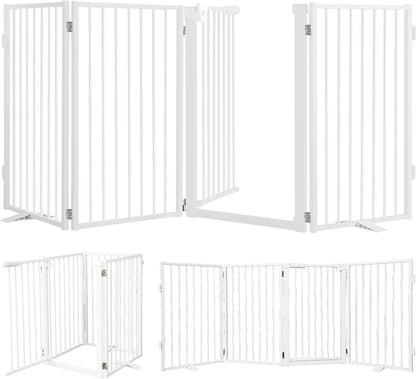 Snagle Paw Full Metal Freestanding Dog Gate,Indoor Dog Gate with Floor Protect Support Feet, 40x24 Inches Foldable Dogs Barrier for Stairs, Hallways and Doorways (24'' H 2 Panel, White
