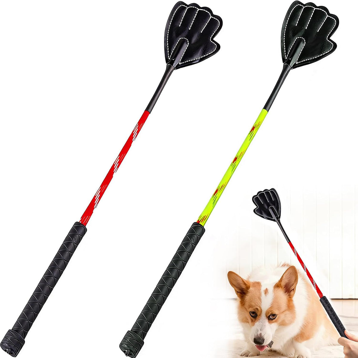 2 Pack 17" Lightweight Dog Training Stick Pole, Puppy Training Tools Whip with Anti-Slip Handle, Outdoor and Indoor Exercise Interactive Dog Pole for Small Medium Dogs