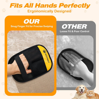 NSVNSV Pet Hair Removal Glove for Dog and Cat, Reusable Pet Hair Remover, Magic Brush Pet Hair Removal Tool, Pet Grooming Gloves for Couch, Clothing, Carpet, Furniture, Car Seats, Blue, 1pcs
