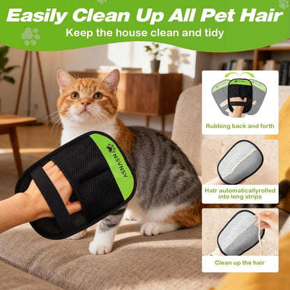 NSVNSV Pet Hair Removal Glove for Dog and Cat, Reusable Pet Hair Remover, Magic Brush Pet Hair Removal Tool, Pet Grooming Gloves for Couch, Clothing, Carpet, Furniture, Car Seats, Blue, 1pcs