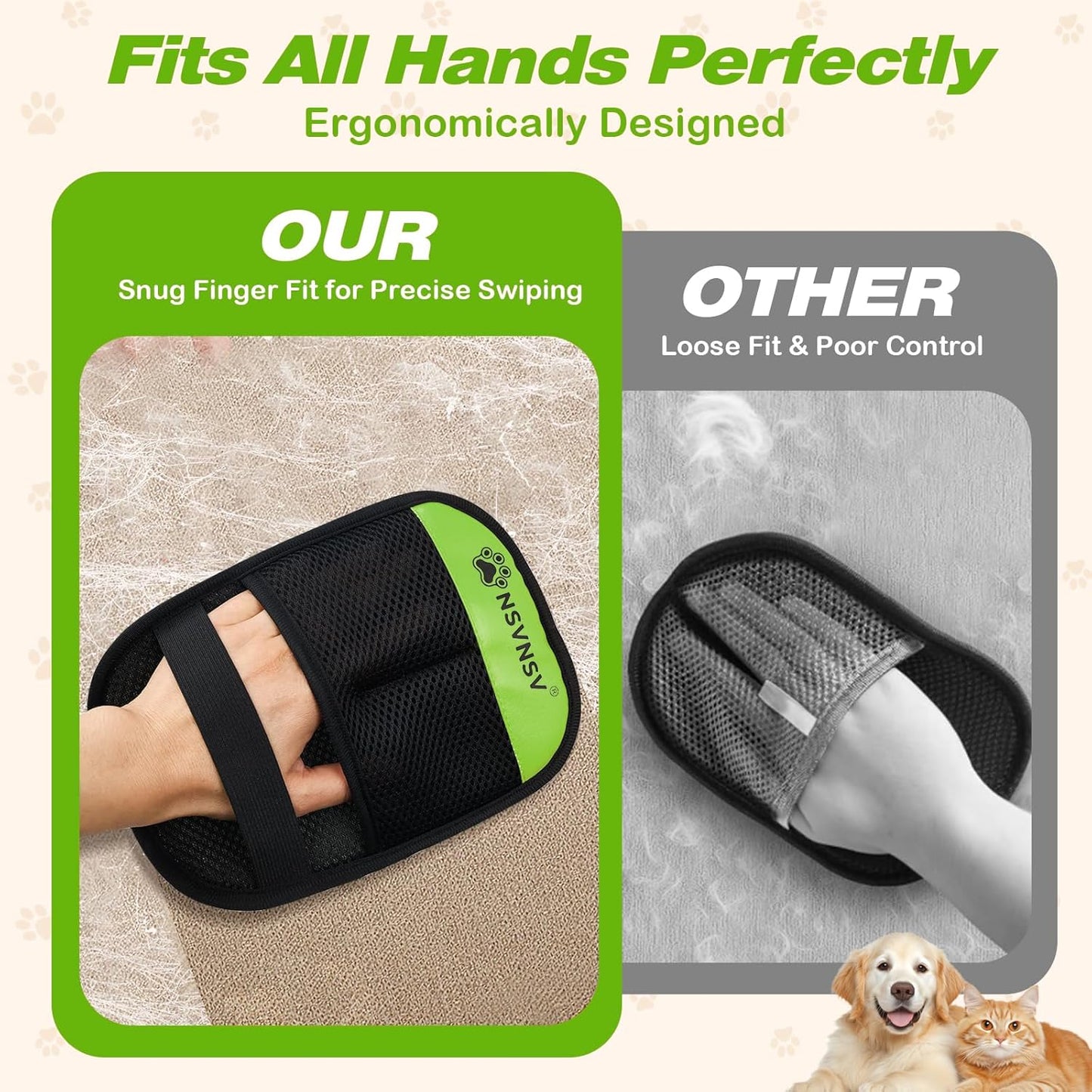 NSVNSV Pet Hair Removal Glove for Dog and Cat, Reusable Pet Hair Remover, Magic Brush Pet Hair Removal Tool, Pet Grooming Gloves for Couch, Clothing, Carpet, Furniture, Car Seats, Blue, 1pcs