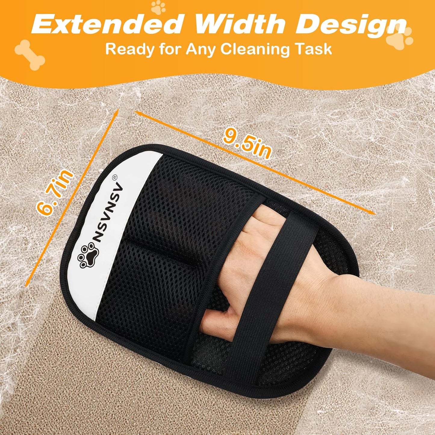 NSVNSV Pet Hair Removal Glove for Dog and Cat, Reusable Pet Hair Remover, Magic Brush Pet Hair Removal Tool, Pet Grooming Gloves for Couch, Clothing, Carpet, Furniture, Car Seats, Blue, 1pcs