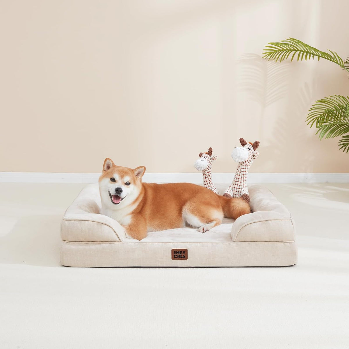 Orthopedic Extra Large Dog Bed, Waterproof Washable XL Pet Bed 44" | Non-Slip Bottom and Egg-Crate Polyurethane Foam Big Dog Couch Bed with Washable Removable Cover, Grey