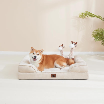 Orthopedic Extra Large Dog Bed, Waterproof Washable XL Pet Bed 44" | Non-Slip Bottom and Egg-Crate Polyurethane Foam Big Dog Couch Bed with Washable Removable Cover, Grey