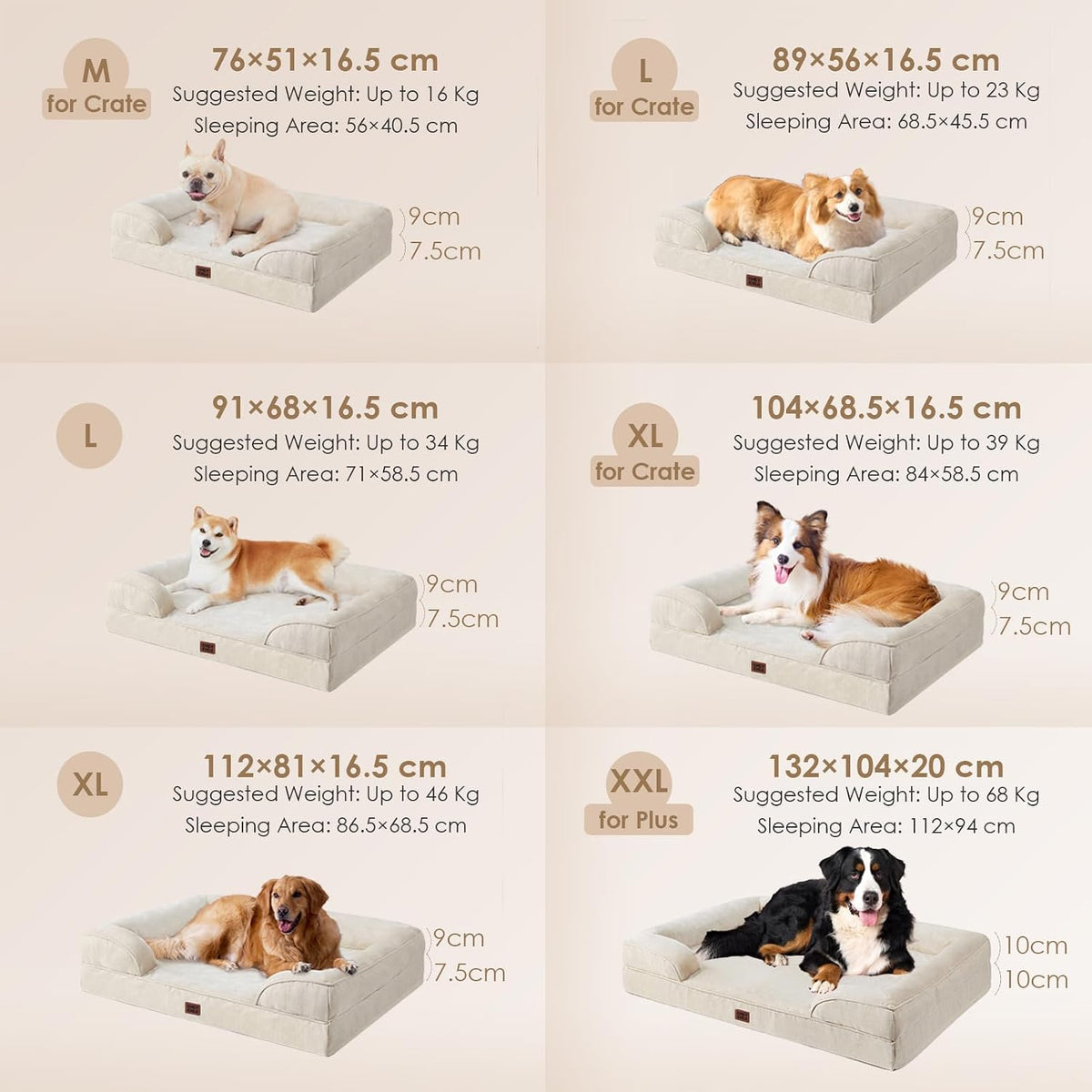 Orthopedic Extra Large Dog Bed, Waterproof Washable XL Pet Bed 44" | Non-Slip Bottom and Egg-Crate Polyurethane Foam Big Dog Couch Bed with Washable Removable Cover, Grey