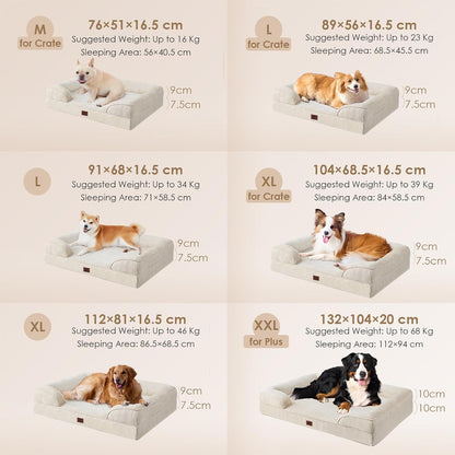 Orthopedic Extra Large Dog Bed, Waterproof Washable XL Pet Bed 44" | Non-Slip Bottom and Egg-Crate Polyurethane Foam Big Dog Couch Bed with Washable Removable Cover, Grey