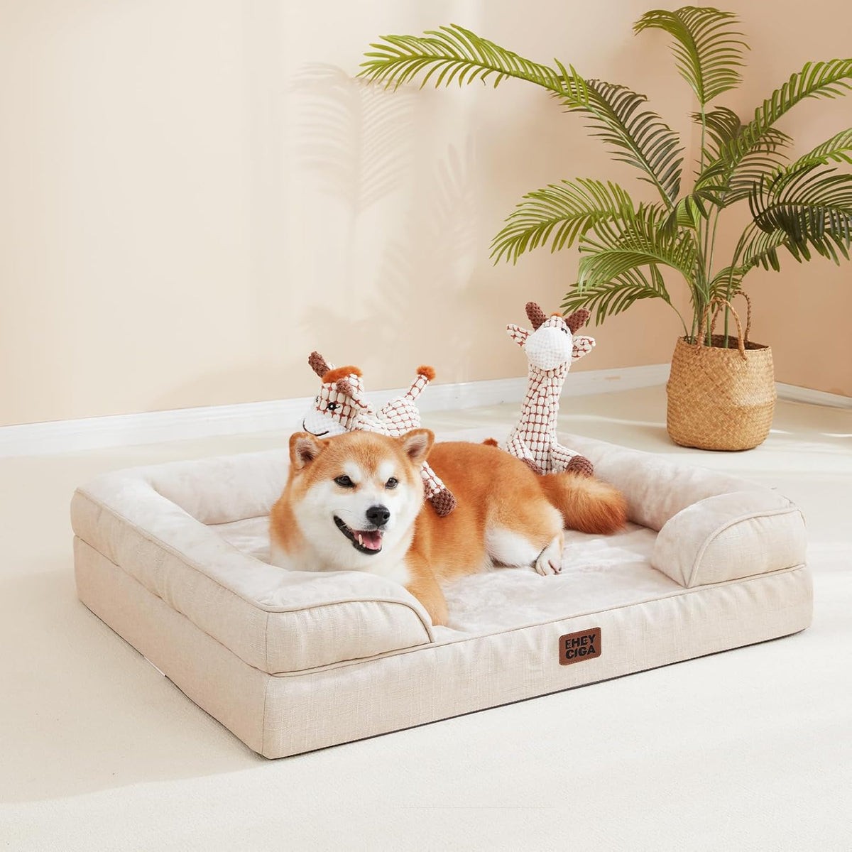 Orthopedic Extra Large Dog Bed, Waterproof Washable XL Pet Bed 44" | Non-Slip Bottom and Egg-Crate Polyurethane Foam Big Dog Couch Bed with Washable Removable Cover, Grey