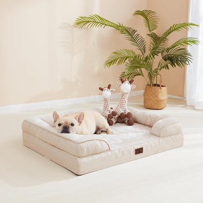 Orthopedic Extra Large Dog Bed, Waterproof Washable XL Pet Bed 44" | Non-Slip Bottom and Egg-Crate Polyurethane Foam Big Dog Couch Bed with Washable Removable Cover, Grey