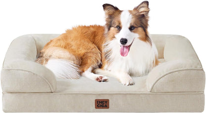 Orthopedic Extra Large Dog Bed, Waterproof Washable XL Pet Bed 44" | Non-Slip Bottom and Egg-Crate Polyurethane Foam Big Dog Couch Bed with Washable Removable Cover, Grey