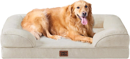 Orthopedic Extra Large Dog Bed, Waterproof Washable XL Pet Bed 44" | Non-Slip Bottom and Egg-Crate Polyurethane Foam Big Dog Couch Bed with Washable Removable Cover, Grey