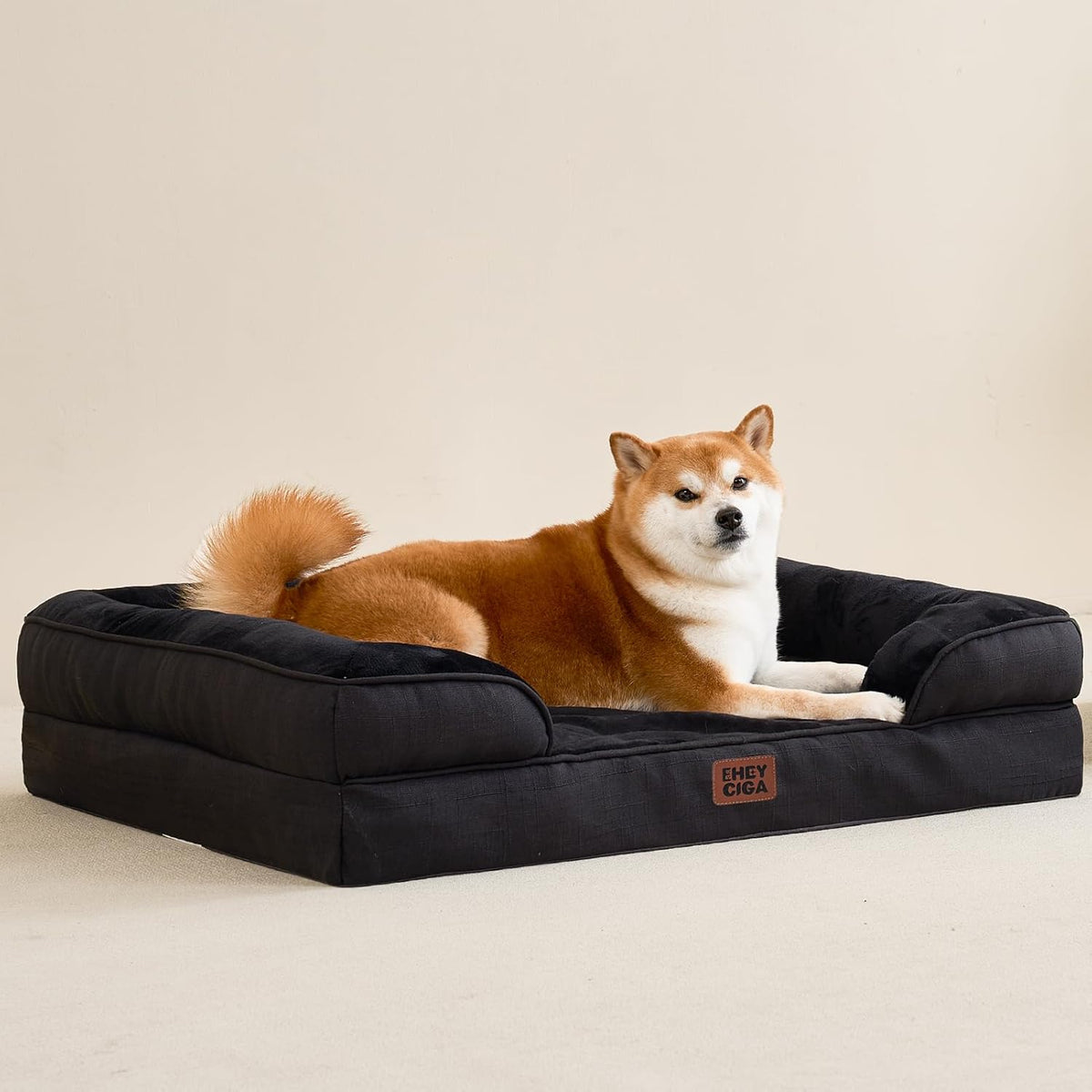 Orthopedic Extra Large Dog Bed, Waterproof Washable XL Pet Bed 44" | Non-Slip Bottom and Egg-Crate Polyurethane Foam Big Dog Couch Bed with Washable Removable Cover, Grey