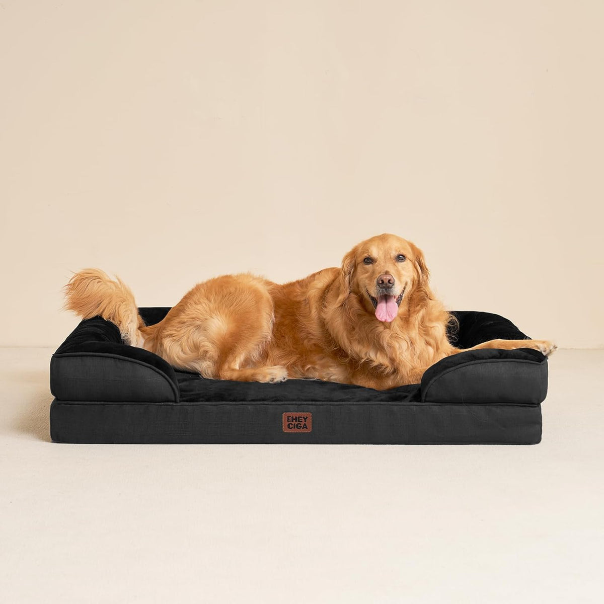 Orthopedic Extra Large Dog Bed, Waterproof Washable XL Pet Bed 44" | Non-Slip Bottom and Egg-Crate Polyurethane Foam Big Dog Couch Bed with Washable Removable Cover, Grey