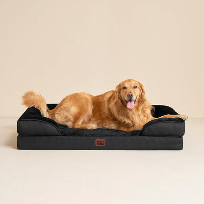 Orthopedic Extra Large Dog Bed, Waterproof Washable XL Pet Bed 44" | Non-Slip Bottom and Egg-Crate Polyurethane Foam Big Dog Couch Bed with Washable Removable Cover, Grey