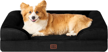 Orthopedic Extra Large Dog Bed, Waterproof Washable XL Pet Bed 44" | Non-Slip Bottom and Egg-Crate Polyurethane Foam Big Dog Couch Bed with Washable Removable Cover, Grey