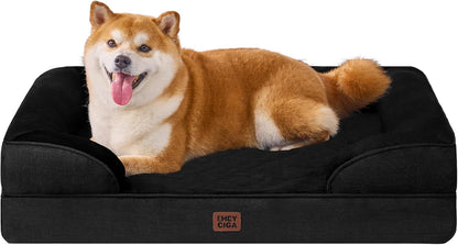 Orthopedic Extra Large Dog Bed, Waterproof Washable XL Pet Bed 44" | Non-Slip Bottom and Egg-Crate Polyurethane Foam Big Dog Couch Bed with Washable Removable Cover, Grey