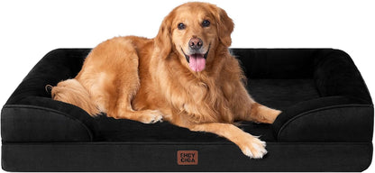 Orthopedic Extra Large Dog Bed, Waterproof Washable XL Pet Bed 44" | Non-Slip Bottom and Egg-Crate Polyurethane Foam Big Dog Couch Bed with Washable Removable Cover, Grey