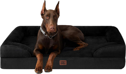 Orthopedic Extra Large Dog Bed, Waterproof Washable XL Pet Bed 44" | Non-Slip Bottom and Egg-Crate Polyurethane Foam Big Dog Couch Bed with Washable Removable Cover, Grey