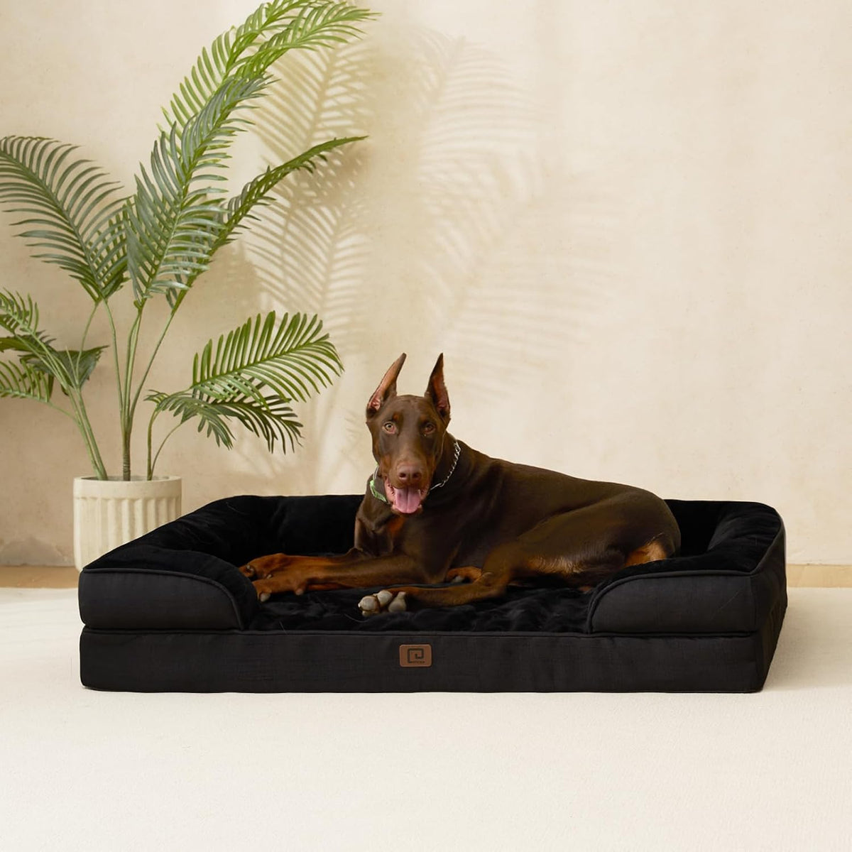 Orthopedic Extra Large Dog Bed, Waterproof Washable XL Pet Bed 44" | Non-Slip Bottom and Egg-Crate Polyurethane Foam Big Dog Couch Bed with Washable Removable Cover, Grey