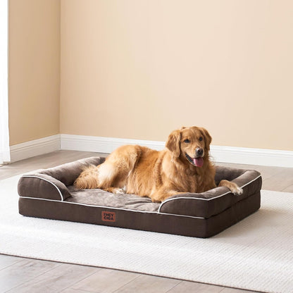 Orthopedic Extra Large Dog Bed, Waterproof Washable XL Pet Bed 44" | Non-Slip Bottom and Egg-Crate Polyurethane Foam Big Dog Couch Bed with Washable Removable Cover, Grey