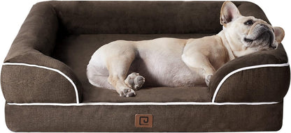 Orthopedic Extra Large Dog Bed, Waterproof Washable XL Pet Bed 44" | Non-Slip Bottom and Egg-Crate Polyurethane Foam Big Dog Couch Bed with Washable Removable Cover, Grey
