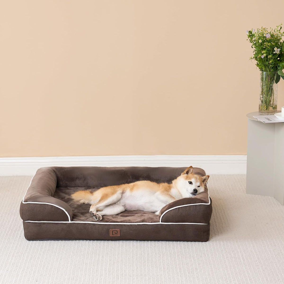 Orthopedic Extra Large Dog Bed, Waterproof Washable XL Pet Bed 44" | Non-Slip Bottom and Egg-Crate Polyurethane Foam Big Dog Couch Bed with Washable Removable Cover, Grey