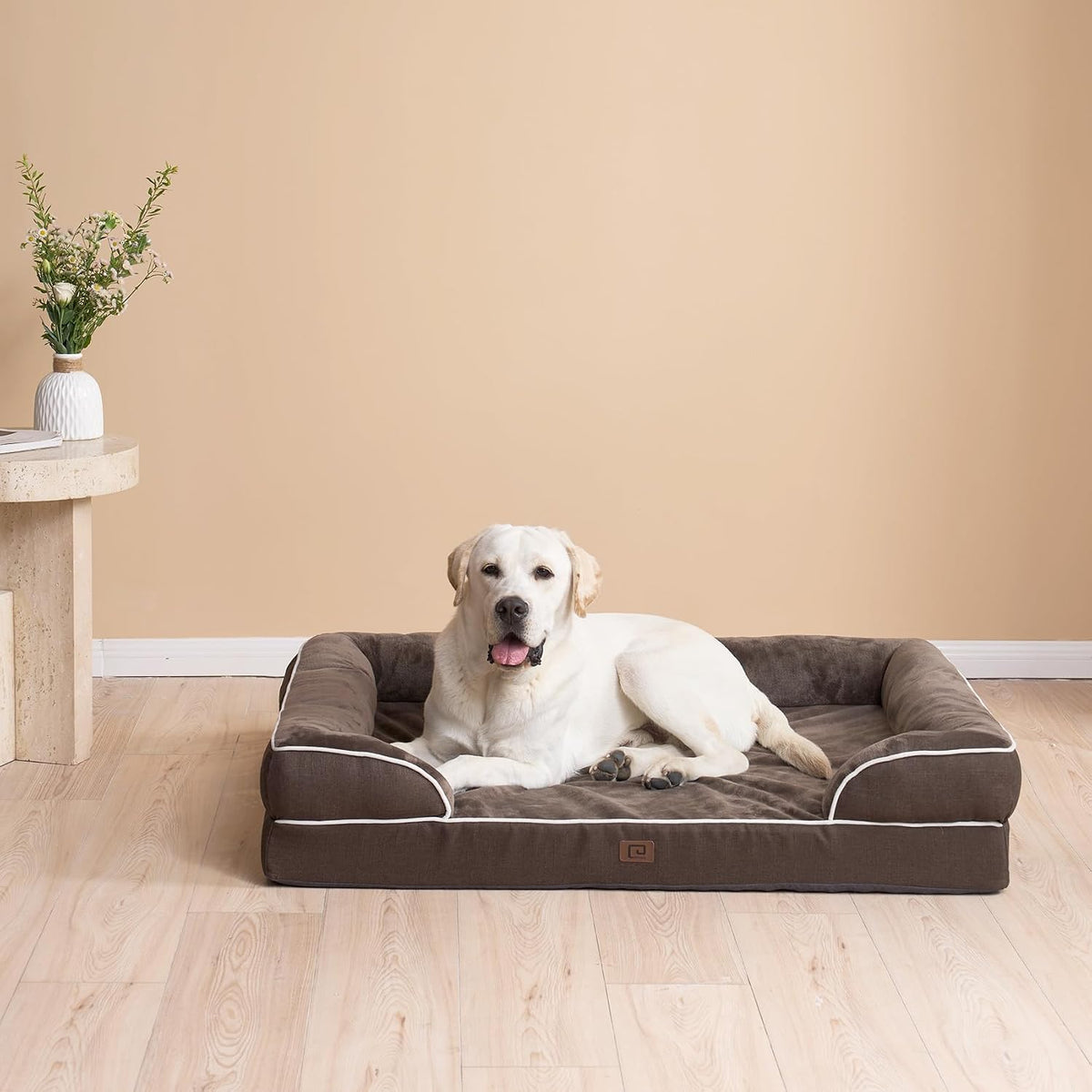 Orthopedic Extra Large Dog Bed, Waterproof Washable XL Pet Bed 44" | Non-Slip Bottom and Egg-Crate Polyurethane Foam Big Dog Couch Bed with Washable Removable Cover, Grey