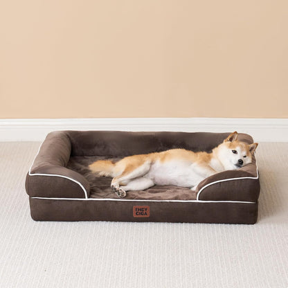 Orthopedic Extra Large Dog Bed, Waterproof Washable XL Pet Bed 44" | Non-Slip Bottom and Egg-Crate Polyurethane Foam Big Dog Couch Bed with Washable Removable Cover, Grey