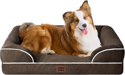 Orthopedic Extra Large Dog Bed, Waterproof Washable XL Pet Bed 44" | Non-Slip Bottom and Egg-Crate Polyurethane Foam Big Dog Couch Bed with Washable Removable Cover, Grey
