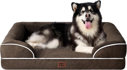 Orthopedic Extra Large Dog Bed, Waterproof Washable XL Pet Bed 44" | Non-Slip Bottom and Egg-Crate Polyurethane Foam Big Dog Couch Bed with Washable Removable Cover, Grey