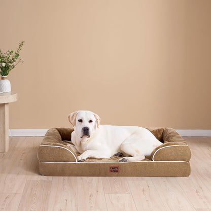 Orthopedic Extra Large Dog Bed, Waterproof Washable XL Pet Bed 44" | Non-Slip Bottom and Egg-Crate Polyurethane Foam Big Dog Couch Bed with Washable Removable Cover, Grey