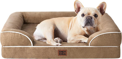 Orthopedic Extra Large Dog Bed, Waterproof Washable XL Pet Bed 44" | Non-Slip Bottom and Egg-Crate Polyurethane Foam Big Dog Couch Bed with Washable Removable Cover, Grey