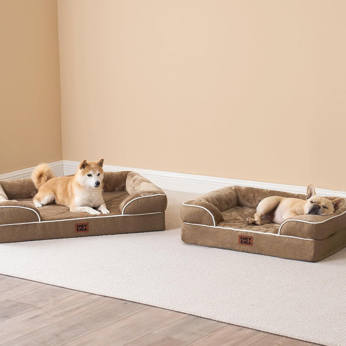 Orthopedic Extra Large Dog Bed, Waterproof Washable XL Pet Bed 44" | Non-Slip Bottom and Egg-Crate Polyurethane Foam Big Dog Couch Bed with Washable Removable Cover, Grey