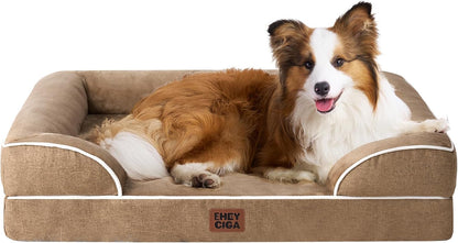 Orthopedic Extra Large Dog Bed, Waterproof Washable XL Pet Bed 44" | Non-Slip Bottom and Egg-Crate Polyurethane Foam Big Dog Couch Bed with Washable Removable Cover, Grey