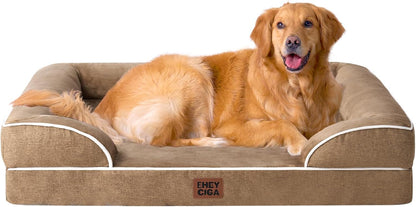 Orthopedic Extra Large Dog Bed, Waterproof Washable XL Pet Bed 44" | Non-Slip Bottom and Egg-Crate Polyurethane Foam Big Dog Couch Bed with Washable Removable Cover, Grey