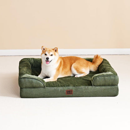 Orthopedic Extra Large Dog Bed, Waterproof Washable XL Pet Bed 44" | Non-Slip Bottom and Egg-Crate Polyurethane Foam Big Dog Couch Bed with Washable Removable Cover, Grey