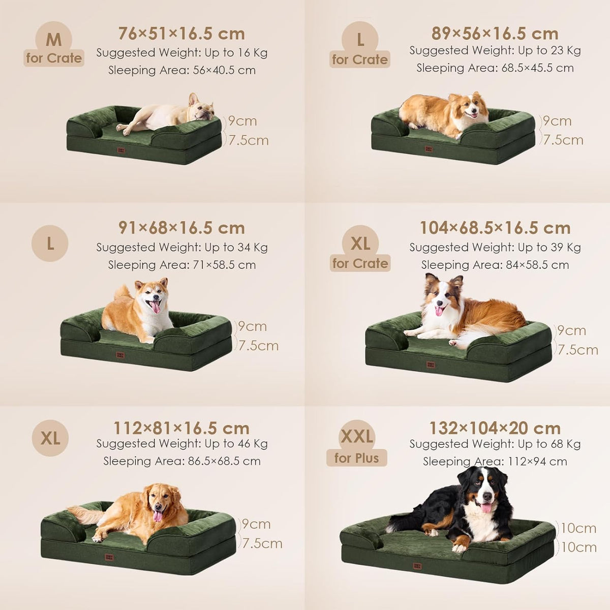 Orthopedic Extra Large Dog Bed, Waterproof Washable XL Pet Bed 44" | Non-Slip Bottom and Egg-Crate Polyurethane Foam Big Dog Couch Bed with Washable Removable Cover, Grey