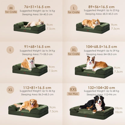 Orthopedic Extra Large Dog Bed, Waterproof Washable XL Pet Bed 44" | Non-Slip Bottom and Egg-Crate Polyurethane Foam Big Dog Couch Bed with Washable Removable Cover, Grey